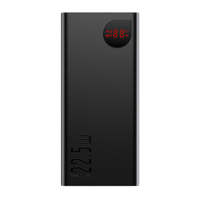 Baseus Adaman ātrās uzlādes ārējais akumulators 20000mAh 22.5W ar USB-A - USB-C 3A kabeli 0.3m melns