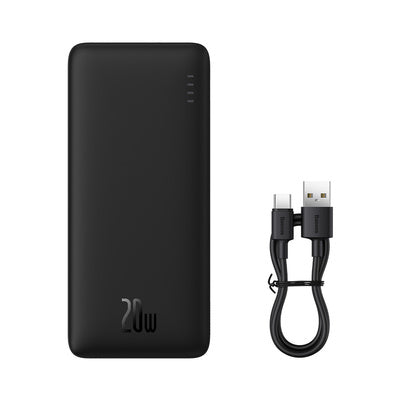 Baseus Airpow 20W 10000mAh ārējais akumulators ar Baseus Simple Series USB-A - USB-C 30 cm kabeli - melns