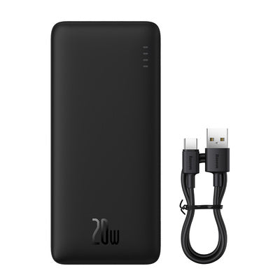 Baseus Airpow 20W 20000mAh ārējais akumulators ar Baseus Simple USB-A - USB-C 50 cm kabeli - melns