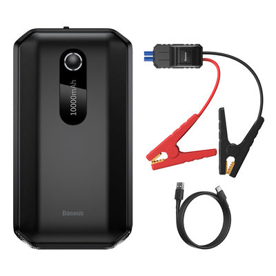 Baseus 10000mAh 12V palaišanas starteris ar krokodila klipšiem, melns