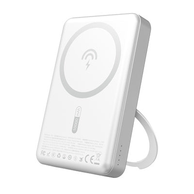 Dudao K28 10000mAh PD 22.5W MagSafe Power Bank ar metāla korpusu un statīvu - sudrabkrāsas