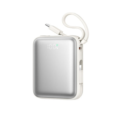 Joyroom JR-PBF27 10000mAh 22.5W ārējais akumulators ar integrētiem USB-C un Lightning kabeļiem - balts