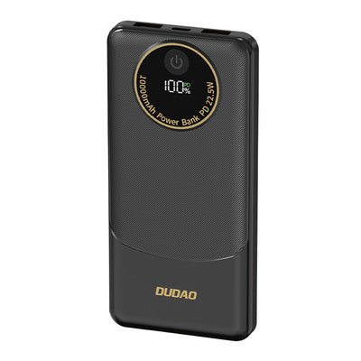 Ārējais akumulators Dudao K12 10000mAh PD22.5W USB-A, USB-C - melns