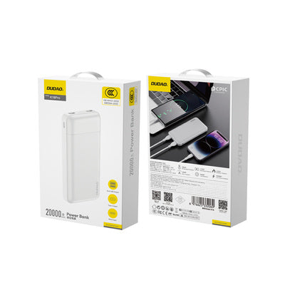 Ārējais akumulators Dudao K18 Pro 20000mAh USB-A / USB-C / Micro USB - balts
