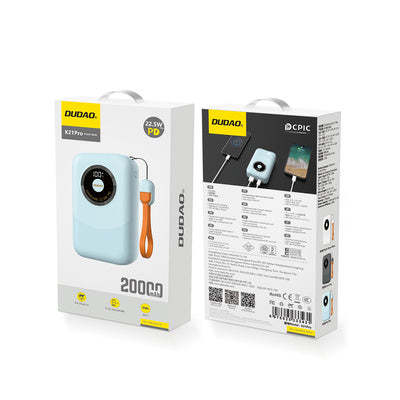 Ārējais akumulators Dudao K21Pro Mini 20000mAh 22.5W - zils