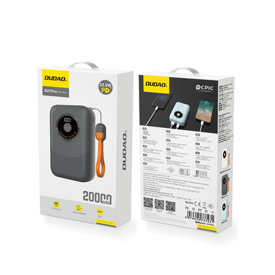 Ārējais akumulators Dudao K21Pro Mini 20000mAh 22.5W - pelēks