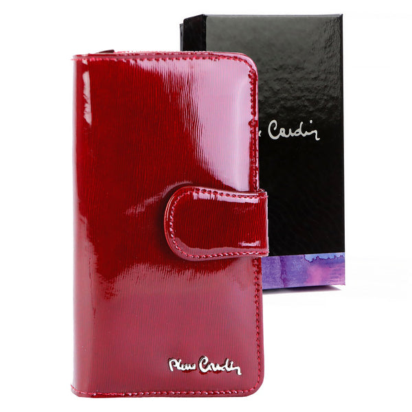 Pierre Cardin 05 LINE 116 raudona odinė piniginė czerwony