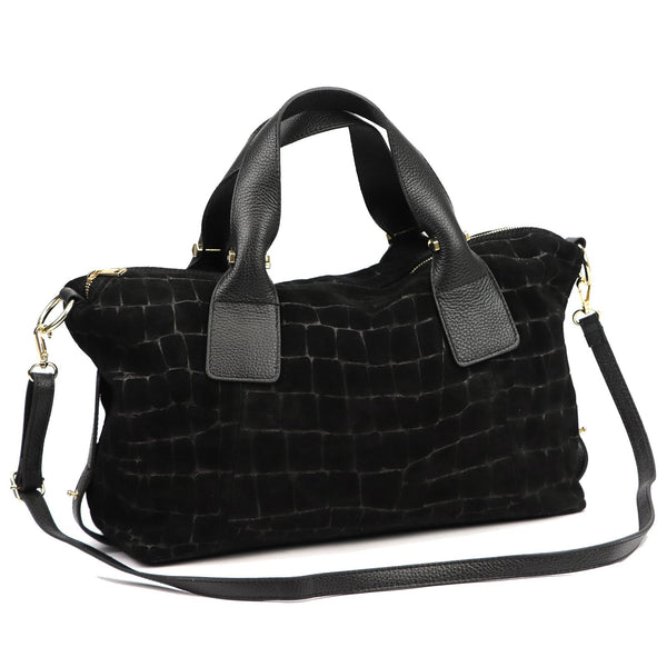 Luka 26-119 CROCO juoda odinė rankinė czarny
