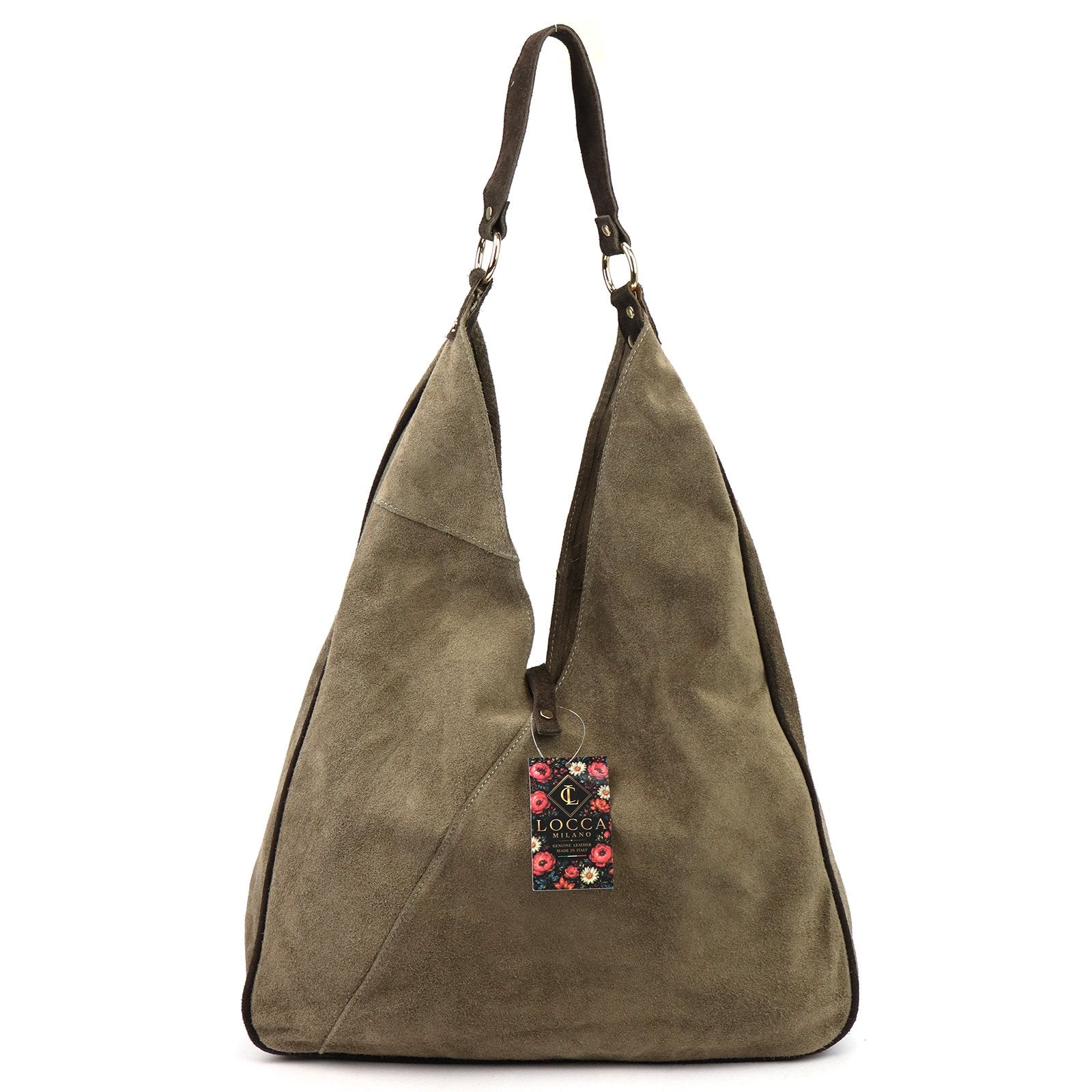 LOCCA MILANO LM-005 taupe ir tamsiai ruda odinė rankinė taupe + ciemny brąz