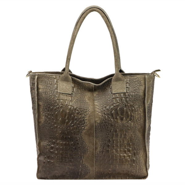 Luka 26-167 CROCO tamsi taupe odinė rankinė taupe scuro