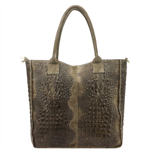 Luka 26-167 CROCO tamsi taupe odinė rankinė taupe scuro