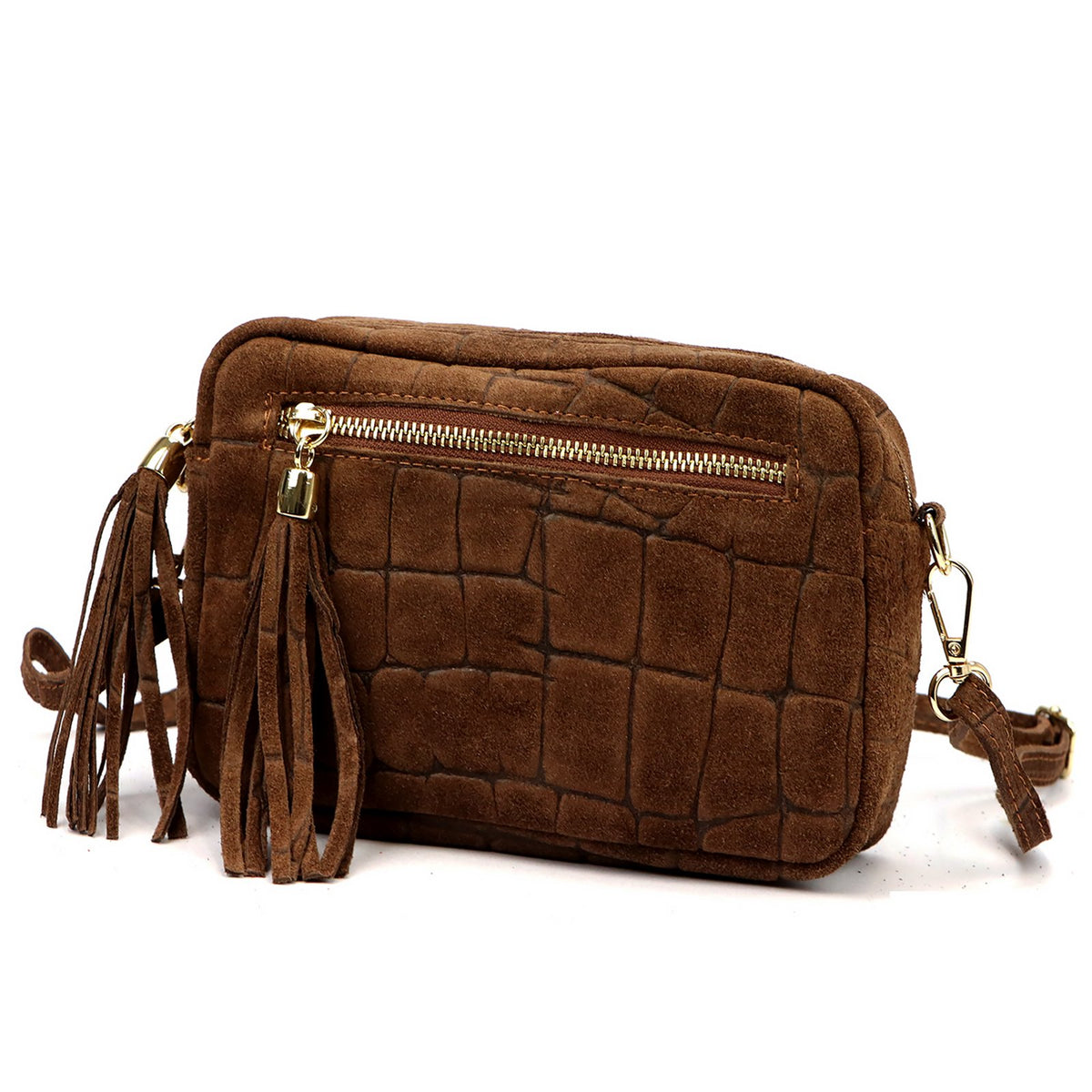Luka 20-030 CROCO GOLD ruda natūralios odos rankinė brązowy