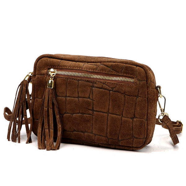 Luka 20-030 CROCO GOLD ruda natūralios odos rankinė brązowy