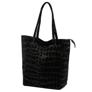 Luka 26-084 CROCO juoda natūralios odos rankinė czarny