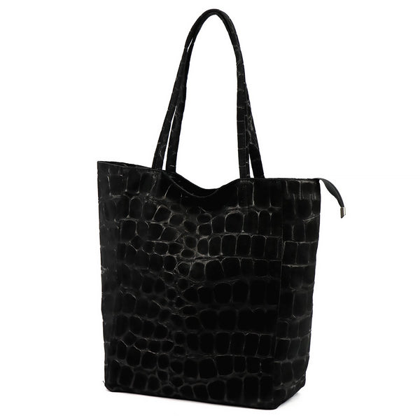 Luka 26-084 CROCO juoda natūralios odos rankinė czarny