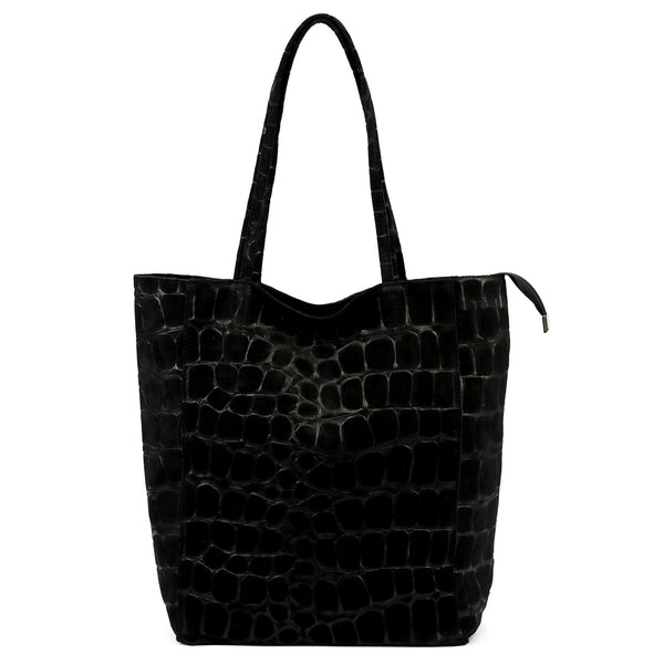 Luka 26-084 CROCO juoda natūralios odos rankinė czarny