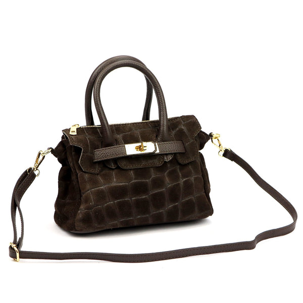 Luka 26-146 MINI CROCO tamsiai ruda odinė rankinė ciemny brąz