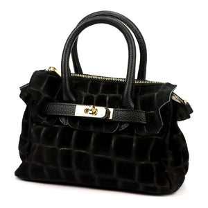 Luka 26-146 MINI CROCO juoda odinė rankinė czarny