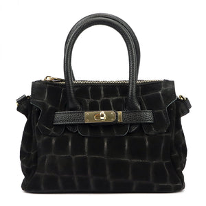 Luka 26-146 MINI CROCO juoda odinė rankinė czarny