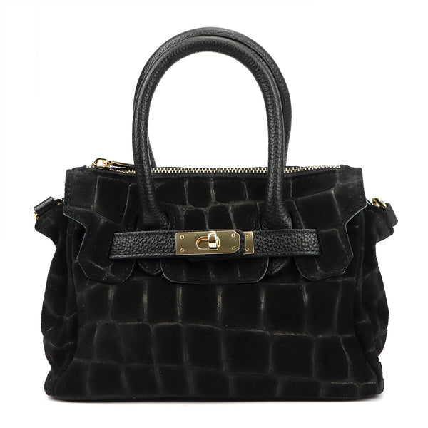 Luka 26-146 MINI CROCO juoda odinė rankinė czarny
