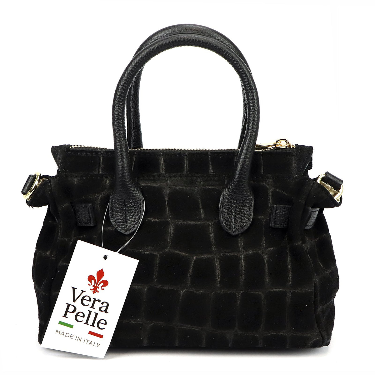Luka 26-146 MINI CROCO juoda odinė rankinė czarny
