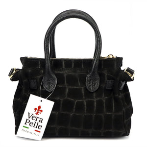 Luka 26-146 MINI CROCO juoda odinė rankinė czarny