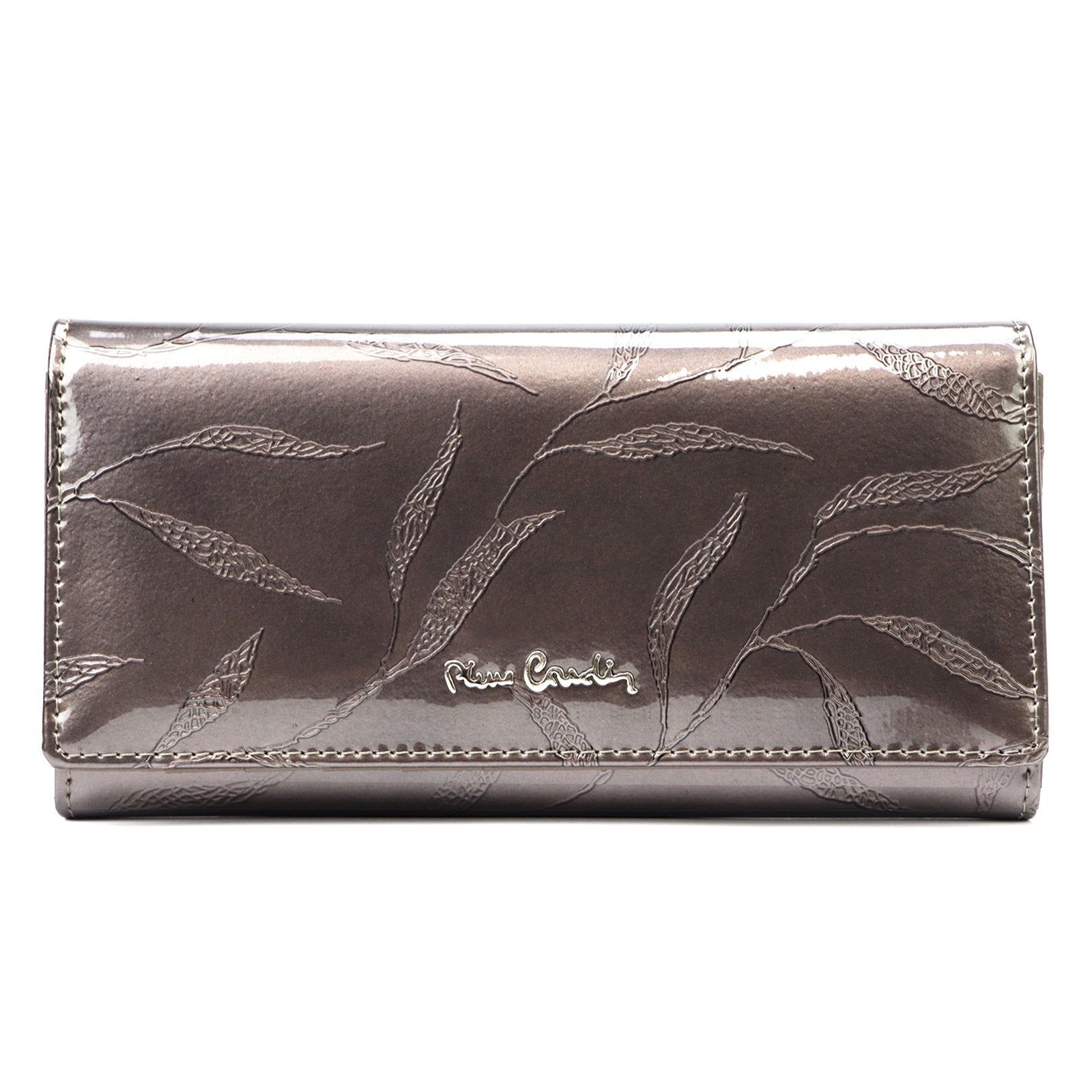 Pierre Cardin 02 LEAF 100 pilka natūralios odos piniginė popiel