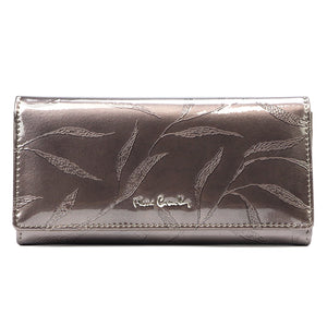 Pierre Cardin 02 LEAF 100 pilka natūralios odos piniginė popiel