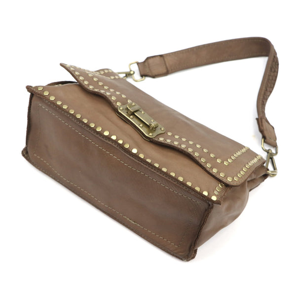 VS 058 tamsios taupe spalvos natūralios odos rankinė taupe scuro