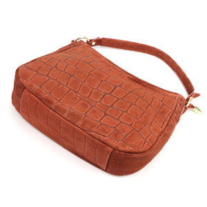 Luka 24-085 CROCO GOLD plytų spalvos odinė rankinė ceglasty