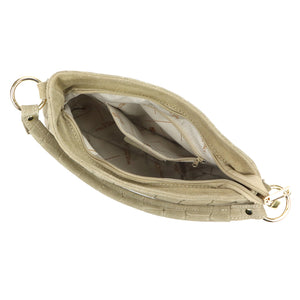 Luka 24-085 CROCO GOLD pilkai rusva odinė rankinė taupe