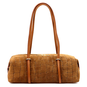 Luka 26-129 CROCO zomšinė odinė rankinė, kupranugario spalvos camel-2