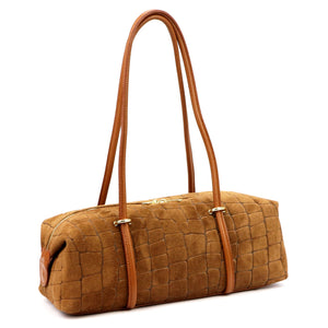 Luka 26-129 CROCO zomšinė odinė rankinė, kupranugario spalvos camel-2