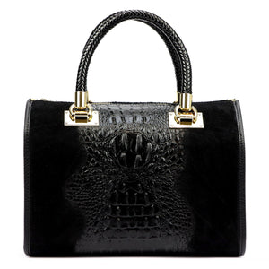Luka 25-088 CROCO juoda odinė rankinė czarny