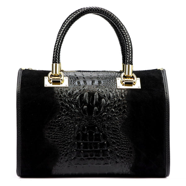 Luka 25-088 CROCO juoda odinė rankinė czarny