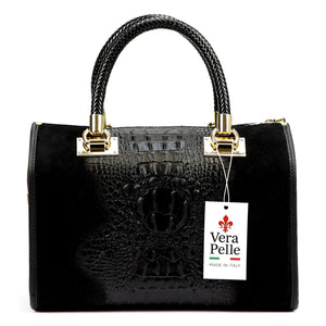Luka 25-088 CROCO juoda odinė rankinė czarny