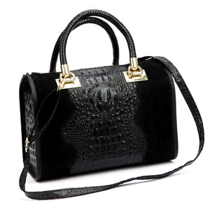 Luka 25-088 CROCO juoda odinė rankinė czarny