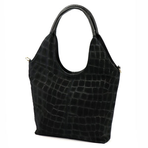 Luka 26-013 CROCO juoda odinė rankinė czarny