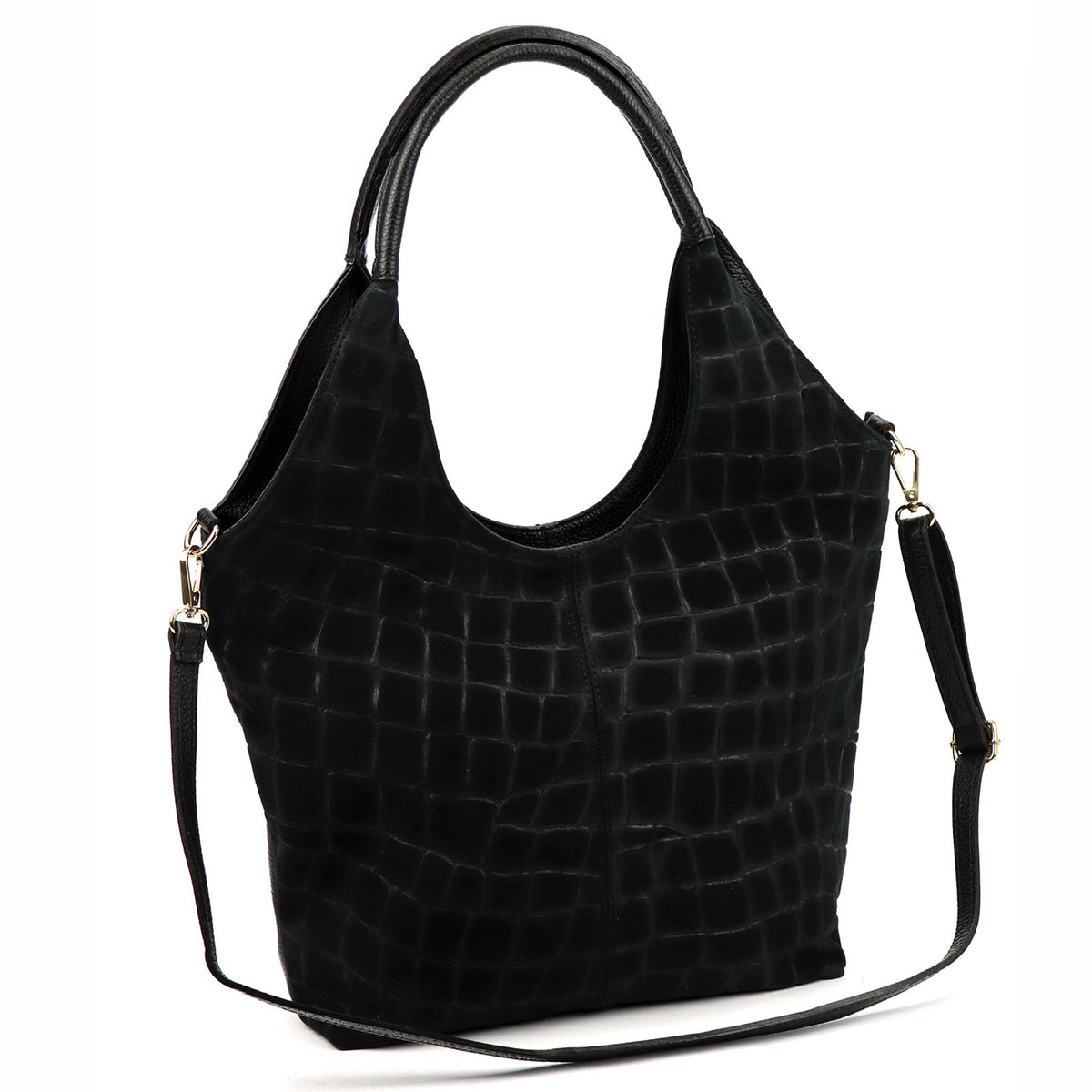 Luka 26-013 CROCO juoda odinė rankinė czarny