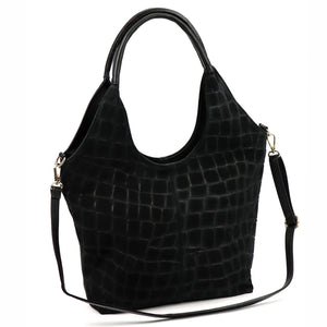 Luka 26-013 CROCO juoda odinė rankinė czarny