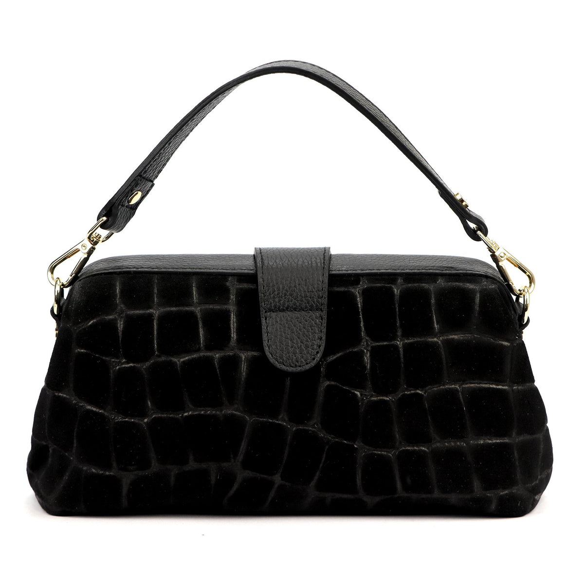 Luka 26-156 CROCO juoda odinė rankinė czarny