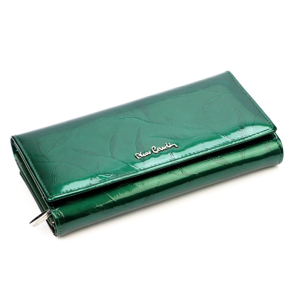 Pierre Cardin 02 LEAF 122 žalia lakuotos odos piniginė zielony