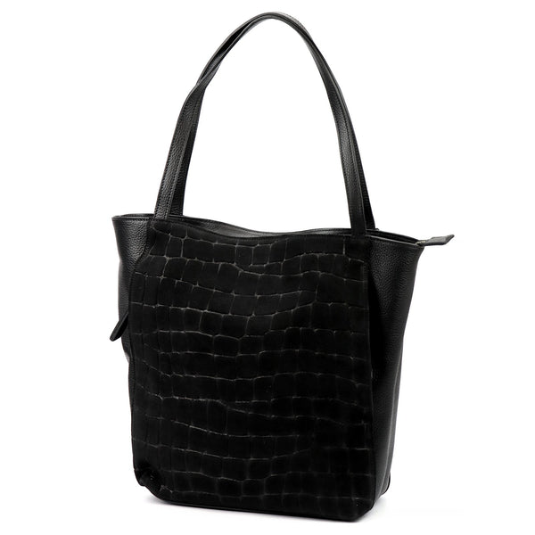 Luka 26-162 CROCO juoda odinė rankinė czarny