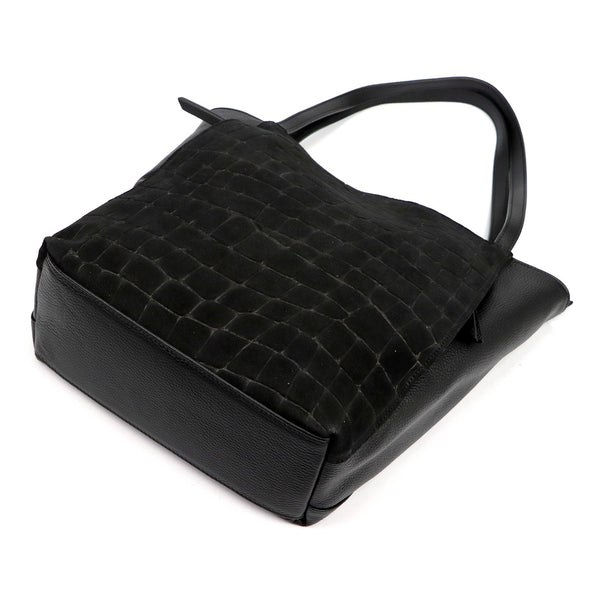 Luka 26-162 CROCO juoda odinė rankinė czarny