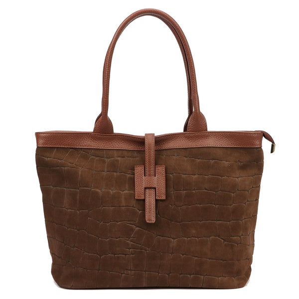 Luka 25-007 CROCO 2 viename ruda odinė rankinė brązowy