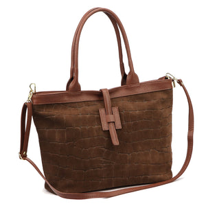 Luka 25-007 CROCO 2 viename ruda odinė rankinė brązowy