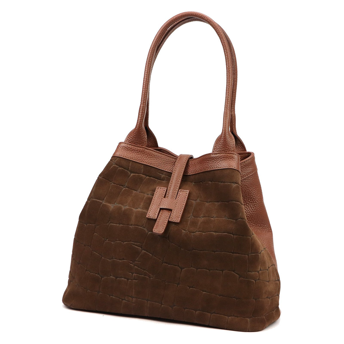 Luka 25-007 CROCO 2 viename ruda odinė rankinė brązowy