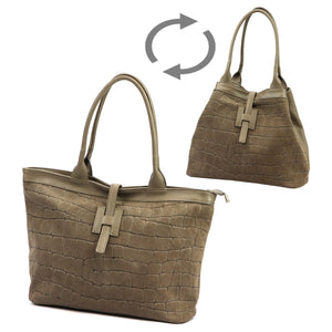 Luka 25-007 CROCO 2w1 tamsi taupe odinė rankinė taupe scuro