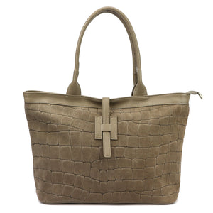 Luka 25-007 CROCO 2w1 tamsi taupe odinė rankinė taupe scuro