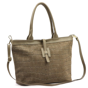 Luka 25-007 CROCO 2w1 tamsi taupe odinė rankinė taupe scuro